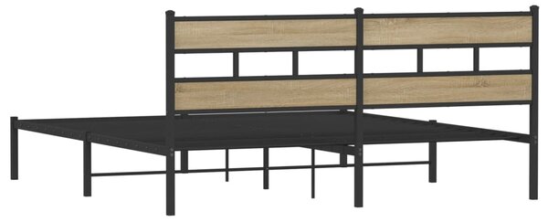 Metalni okvir kreveta bez madraca boja hrasta sonome 193x203 cm - Smeđa / 193 x 203 cm