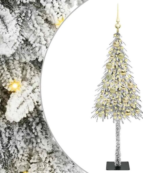 Božićno drvce s 150 LED svjetlima Bijelo 120 cm PE i čelik - 120 cm s LED-icama i zlatnim kuglicama