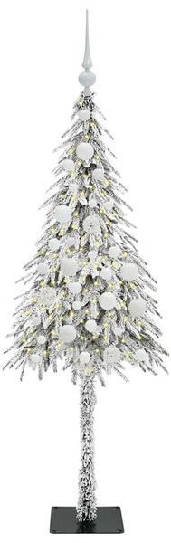 Božićno drvce s 150 LED svjetlima Bijelo 120 cm PE i čelik - 120 cm s LED-icama i bijelim kuglicama
