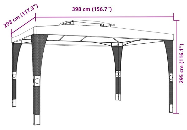 Sjenica s dvostrukim krovom krem 3,98x2,98 m čelična - Krema / 3.98 x 2.98 m