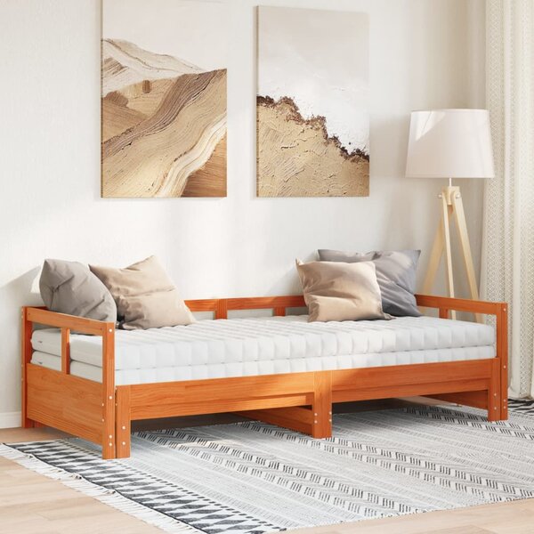 Dnevni krevet na razvlačenje s madracima 80x200 cm od borovine - Smeđa / 80 x 200 cm
