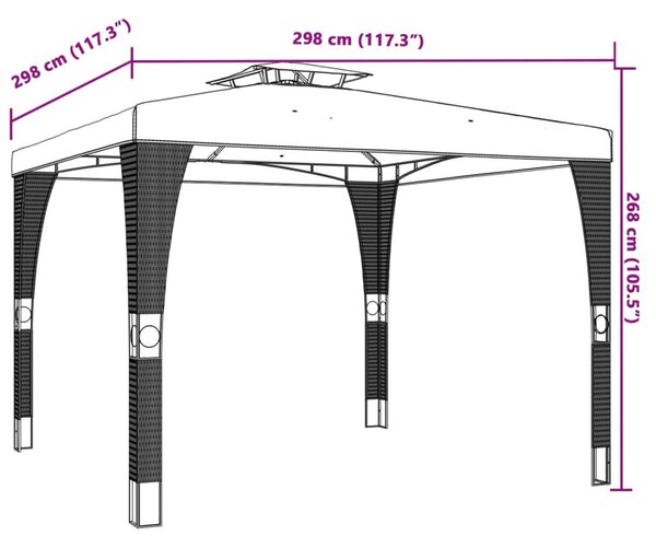 Sjenica s dvostrukim krovom krem 2,98 x 2,98 čelična - Krema / 2.98 x 2.98 m
