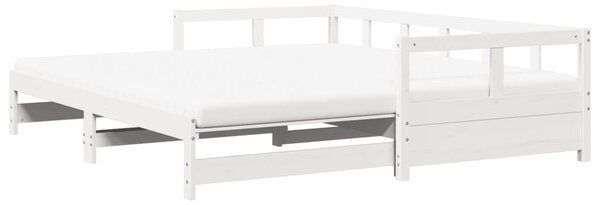 Dnevni krevet na razvlačenje s madracima 90x200 cm od borovine - Bijela / 90 x 200 cm