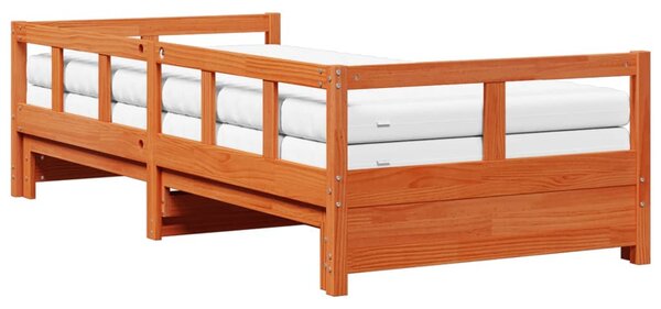 Dnevni krevet na razvlačenje s madracima 80x200 cm od borovine - Smeđa / 80 x 200 cm