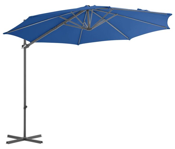 Konzolni vrtni suncobran s čeličnim stupom 300 cm azurnoplavi - Plava / 300 x 255 cm