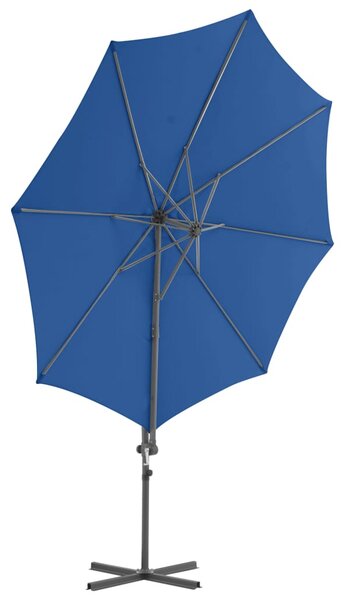 Konzolni vrtni suncobran s čeličnim stupom 300 cm azurnoplavi - Plava / 300 x 255 cm