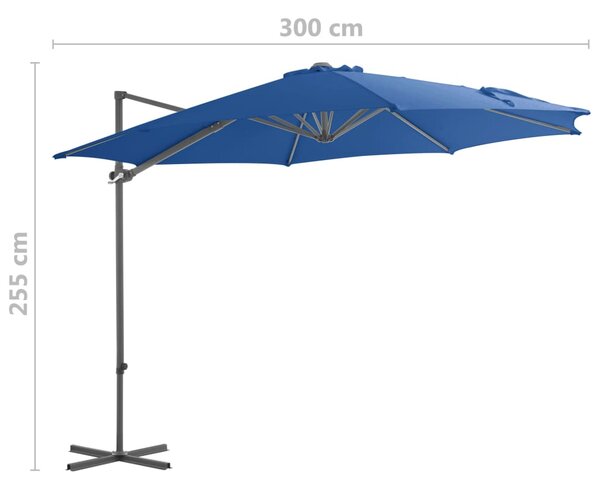 Konzolni vrtni suncobran s čeličnim stupom 300 cm azurnoplavi - Plava / 300 x 255 cm