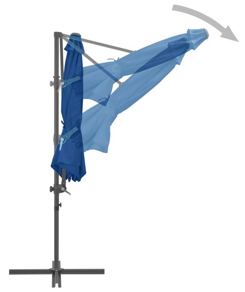 Konzolni vrtni suncobran s čeličnim stupom 300 cm azurnoplavi - Plava / 300 x 255 cm