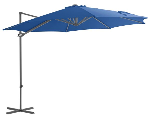 Konzolni vrtni suncobran s čeličnim stupom 300 cm azurnoplavi - Plava / 300 x 255 cm