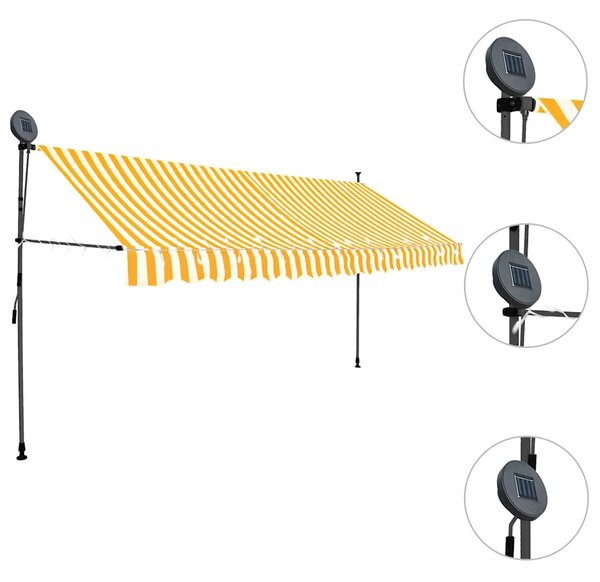 Tenda na ručno uvlačenje LED 350 cm bijelo-narančasta - Narančasta / N/A