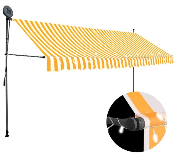 Tenda na ručno uvlačenje LED 350 cm bijelo-narančasta - Narančasta / N/A