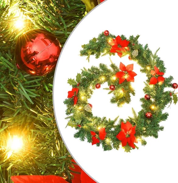Božićna girlanda s LED svjetlima zelena 2 7 m PVC - Zelena i crvena