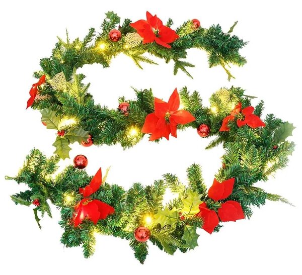 Božićna girlanda s LED svjetlima zelena 2 7 m PVC - Zelena i crvena