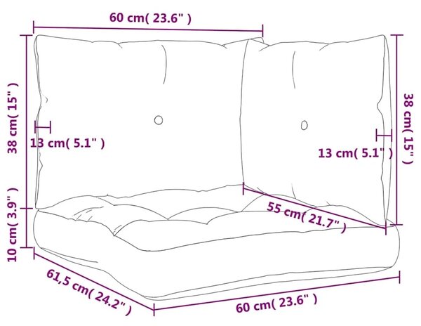 Jastuci za palete 3 kom zeleni od tkanine - Zelena kutna sofa