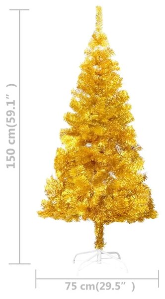 Umjetno osvijetljeno božićno drvce s kuglicama zlatno 150cm PET - Zlatno 150 cm s 150 LED dioda i ružičastim zlatnim kuglicama