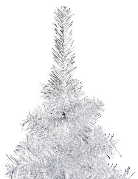 Umjetno osvijetljeno božićno drvce i kuglice srebrno 150 cm PET - Srebrna 150 cm s 150 LED dioda i ružičastim zlatnim kuglicama