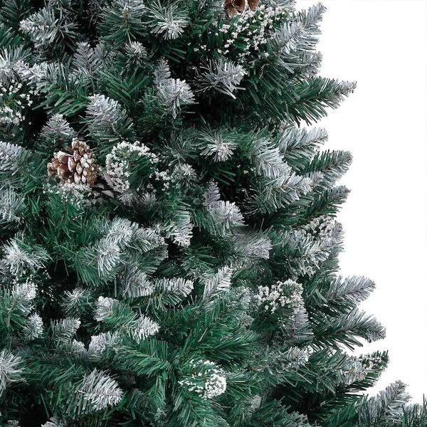 Umjetna božićna jelka s LED svjetlima i setom kuglica i češerima 180 cm - sa 61 ružičastozlatnom kuglicom 180 x 100 cm
