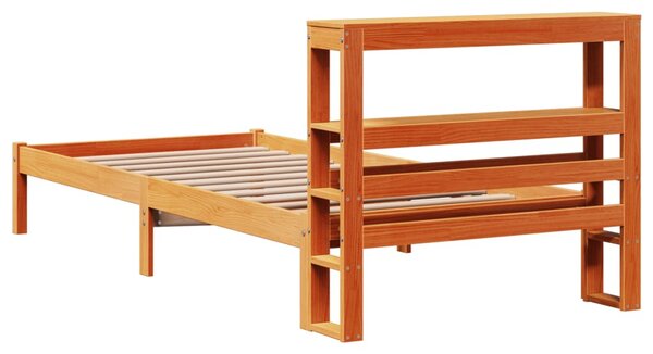 Okvir kreveta s uzglavljem voštano smeđi 75x190 cm od borovine - Smeđa / Default