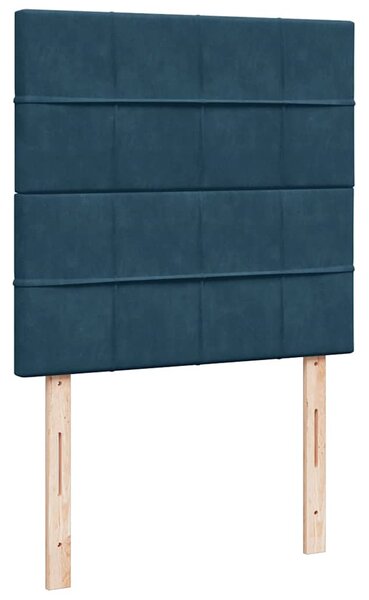 Box spring krevet s madracem plavi 90x200 cm baršunasti - Plava / 90 x 200 cm