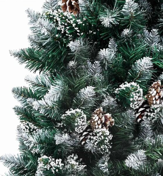 Umjetna božićna jelka s LED svjetlima i setom kuglica i češerima 180 cm - sa 61 ružičastozlatnom kuglicom 180 x 100 cm