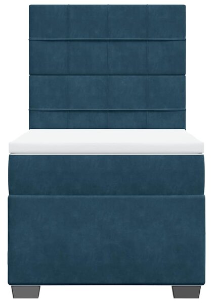 Box spring krevet s madracem plavi 90x200 cm baršunasti - Plava / 90 x 200 cm
