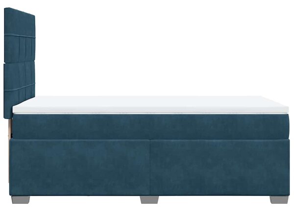 Box spring krevet s madracem plavi 90x200 cm baršunasti - Plava / 90 x 200 cm