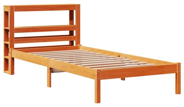Okvir kreveta s uzglavljem voštano smeđi 75x190 cm od borovine - Smeđa / Default