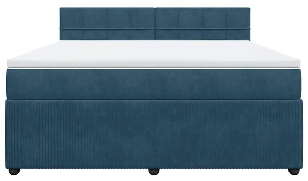 Krevet s oprugama i madracem plavi 180x200 cm baršunasti - Plava / 180 x 200 cm