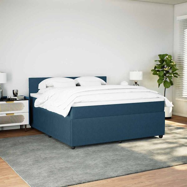 Krevet s oprugama i madracem plavi 180x200 cm baršunasti - Plava / 180 x 200 cm