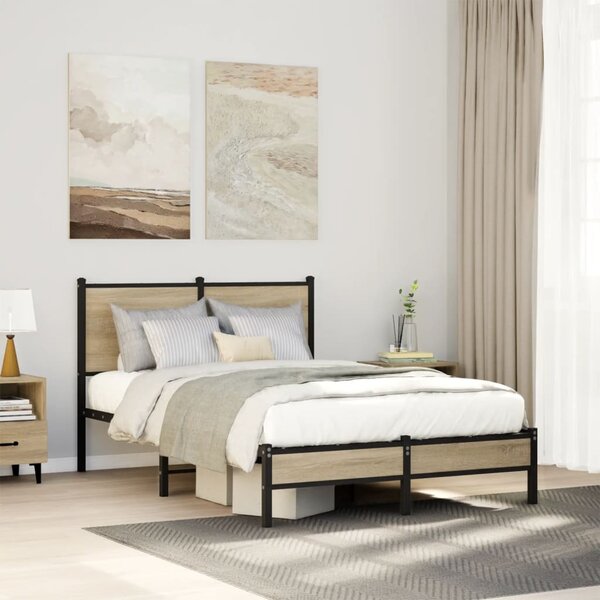 Metalni okvir kreveta bez madraca boja hrasta sonome 120x190 cm - Smeđa / 120 x 190 cm
