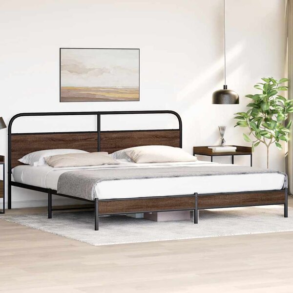 Metalni okvir kreveta bez madraca smeđa boja hrasta 180x200 cm - Smeđa / 180 x 200 cm