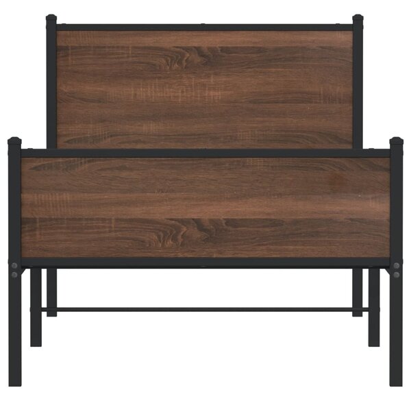 Metalni okvir kreveta bez madraca smeđi hrast 75x190 cm - Smeđa / 75 x 190 cm