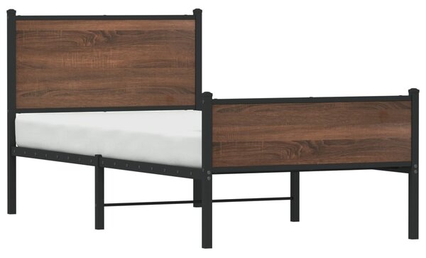 Metalni okvir kreveta bez madraca smeđi hrast 75x190 cm - Smeđa / 75 x 190 cm