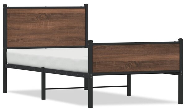 Metalni okvir kreveta bez madraca smeđi hrast 75x190 cm - Smeđa / 75 x 190 cm