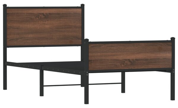 Metalni okvir kreveta bez madraca smeđi hrast 75x190 cm - Smeđa / 75 x 190 cm