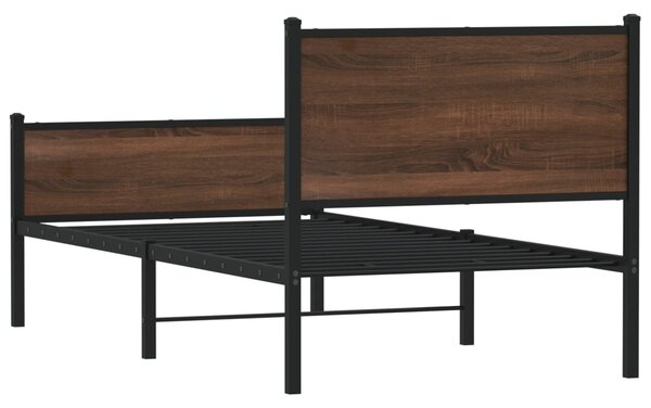Metalni okvir kreveta bez madraca smeđi hrast 75x190 cm - Smeđa / 75 x 190 cm