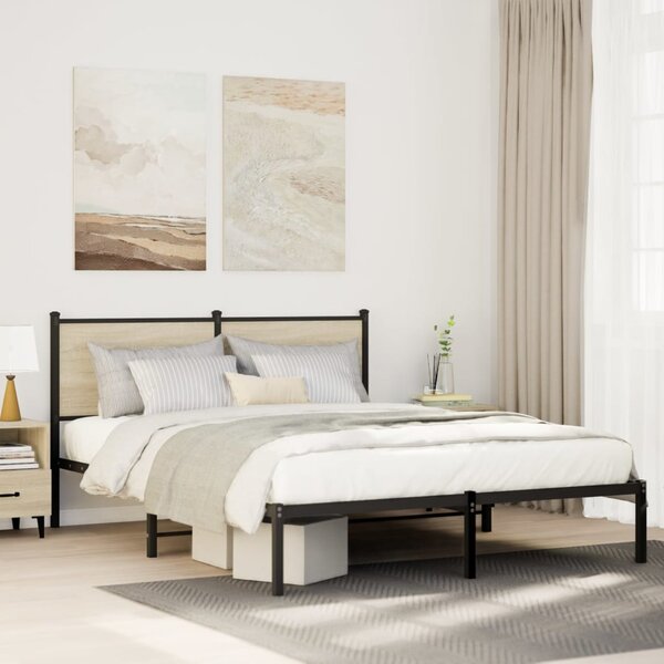 Metalni okvir kreveta bez madraca boja hrasta sonome 140x190 cm - Smeđa / 140 x 190 cm