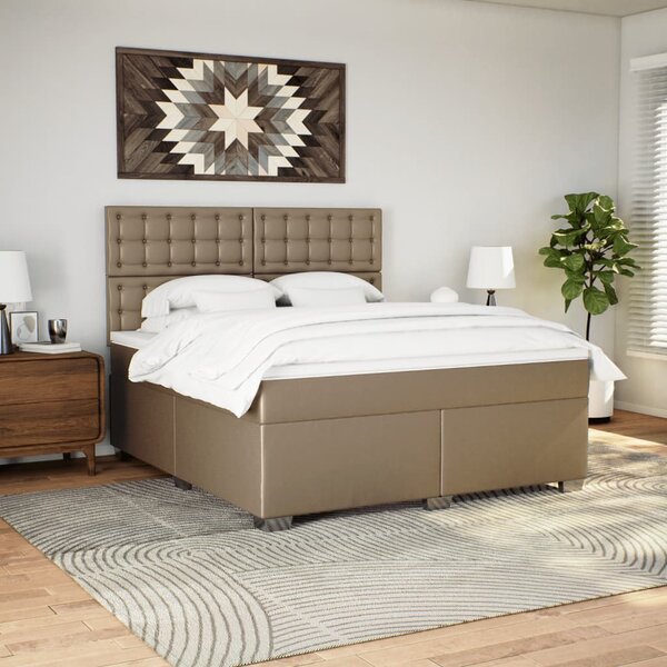 Krevet box spring s madracem cappuccino 180x200 cm umjetna koža - Smeđa / 180 x 200 cm
