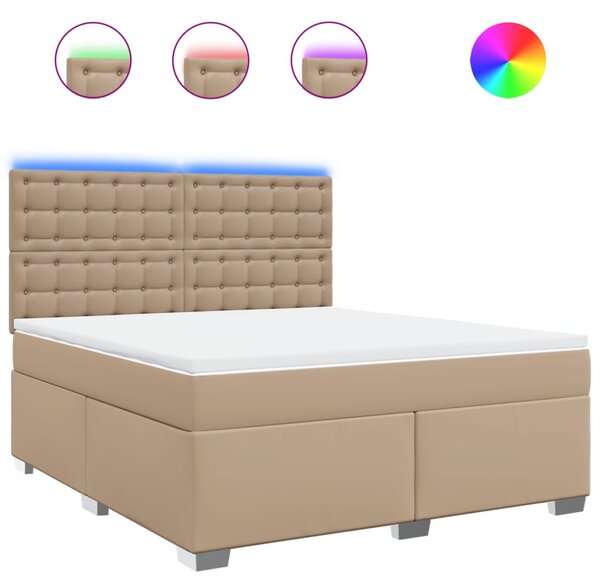 Krevet box spring s madracem cappuccino 180x200 cm umjetna koža - Smeđa / 180 x 200 cm