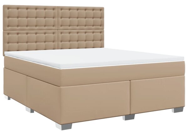 Krevet box spring s madracem cappuccino 180x200 cm umjetna koža - Smeđa / 180 x 200 cm