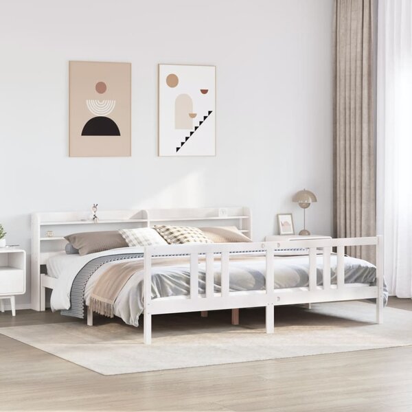 Okvir kreveta s uzglavljem bez madraca bijeli 200x200 cm - Bijela / 200 x 200 cm