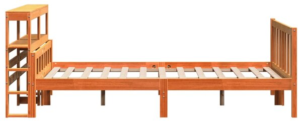 Okvir kreveta s uzglavljem voštano smeđi 150x200 cm od borovine - Smeđa / 150 x 200 cm