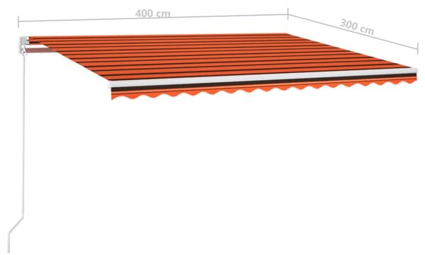 Tenda na ručno uvlačenje LED 400 x 300 cm narančasto-smeđa - Šarena / 400 x 300 cm