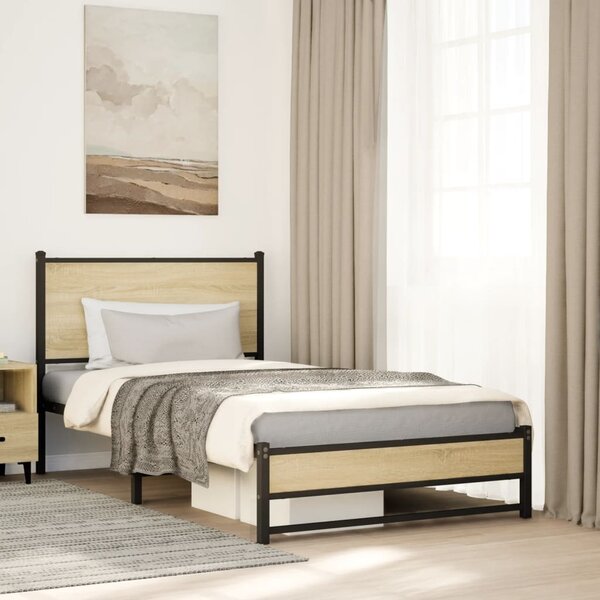 Metalni okvir kreveta bez madraca boja hrasta sonome 107x203 cm - Smeđa / 107 x 203 cm