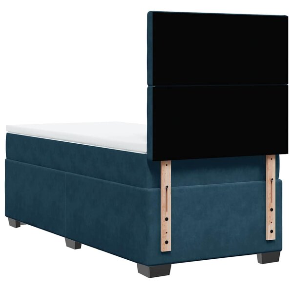 Box spring krevet s madracem plavi 80 x 200 cm baršunasti - Plava / 80 x 200 cm