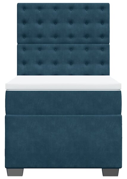 Box spring krevet s madracem plavi 80 x 200 cm baršunasti - Plava / 80 x 200 cm