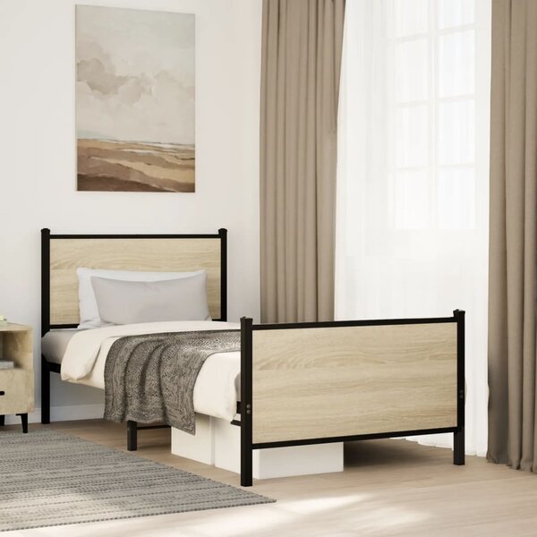 Metalni okvir kreveta bez madraca boja hrasta sonome 90x200 cm - Smeđa / 90 x 200 cm