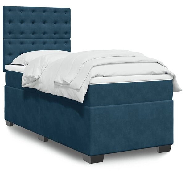 Box spring krevet s madracem plavi 80 x 200 cm baršunasti - Plava / 80 x 200 cm