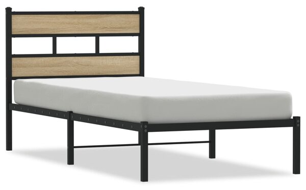 Metalni okvir kreveta bez madraca boja hrasta sonome 75x190 cm - Smeđa / 75 x 190 cm