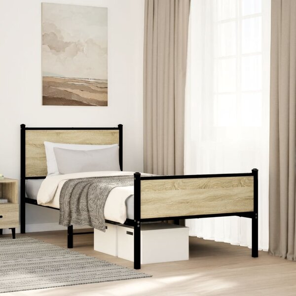 Metalni okvir kreveta bez madraca boja hrasta sonome 75x190 cm - Smeđa / 75 x 190 cm